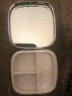 Retro Silver Victorian Mirror Compact 3-compartment Pill Box