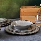 Farmhouse Melamine Dishes Dinnerware Set  12 Piece Rustic Plates And Bowls