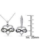 Amour Sterling Silver 1 5ct Tdw Diamond Heart Infinity Necklace   Earrings Set