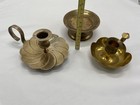 Vintage Brass Candlestick Holder Lot Of 3 Mismatched