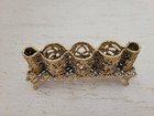 Vintage Ormolu Gold Tone Metal 3 Slot Lipstick Holder Hollywood Regency