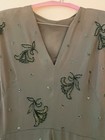 1930s Vintage Forest Green Dress With Beads sequins