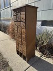 Antique Vtg Apothecary Wood Cabinet Drawers  Bank Of 24 Drawers 38 Inches Tall