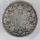 1872-h Canada  queen Victoria  Silver 25 Cents  small 2  Pcgs F Details Cleaned