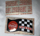2 C 1970 Enjoy Coca Cola Pit Stop Auto Racing Decal Soda Vintage Advertising