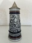 Vintage Avon Beer Mug Handmade Ceramic Stoneware Silver Metal Gray Blue