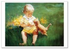 Lovely Children-flowers Of Life Pretty Boy   Kitty Kids Art New Modern Postcard