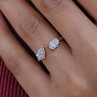 Pear oval Cut Lab Grown Diamond Ring 1ct Two Stone Ring 10k Gold Engagement Ring