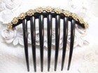 Gold Tone Aztec Circles Crystal Rhinestones Large Hair Comb In Black