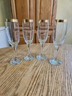 Vintage Champagne Flutes Glasses Gold Band With Design At Rim 8 1 4  Lot Of 4