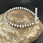 Native American Navajo 5mm Beads 7    Sterling Silver Bracelet 99957