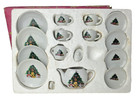 Vintage Child s Miniature 16 Pc  Christmas Tea   Dishes Set   Missing Creamer