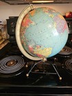 Vintage Globe Metal And Brass Base 14 tall 10 wide    Rare Style  