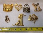Lot Of 7 Cat Theme Brooches Pins See Pictures For Details - All Excellent  cp2 