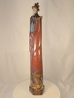 Vintage Chinese Scholar Figurine Glazed Ceramic Statue 24  Tall Large