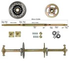 32  Go Kart Rear Axle Kit 4 Wheels Sprocket   Hub Brake Assembly Front Steering