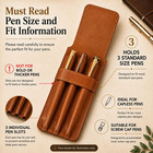 Genuine Leather Pen Case For 3 Pens - Handmade Premium Pen Tan Leather Pen Case