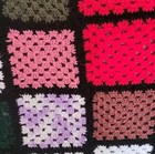 Vintage Afghan Crochet Granny Square Sofa Blanket Quilt Bright Multicolor 42x64