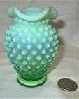 Lot Of 4 Old Fenton Usa Hobnail Opalescent Art Glass Flower Bud Vase Vaseline 