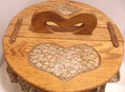Vintage Fabric Lined Bushel Basket  Sewing Basket  W heart Handle