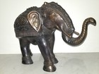 Large Cast Bronze Royal Elephant Figurine Ornate Statue Sculpture Animal 17 6lbs