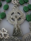 Vintage Shamrock Clover Green Glass Bead Erin St  Patrick Catholic Rosary