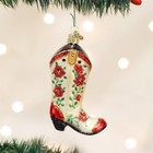 Old World Christmas Blown Glass Ornament For Christmas Tree  Cowgirl Boot