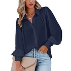 Womens Overshirt Long Sleeve Shirt Ladies Casual Loose Solid Button Tops Blouse
