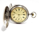 Antique Pocket Watch Longines Hunter Dial Porcelain Case Silver 50mm Working