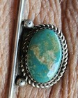 Native American Navajo Silver Cuff Bracelet With Turquoise - Signed