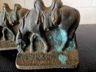 Vtg Pair Cast Iron Bronze   Brass Finish Bookends Saddled Horses
