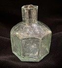 Old Rare Vintage Antique 1800s Aqua Color Octagon Shaped Penny Ink Bottle