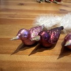 Vintage Mercury Glass Bird Ornaments White Feather Tail Lot Of 4 Gold White Pink