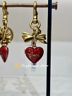 Nwt Coach Bow Heart Locket Bag Charm Keychain Key Fob Cz276 Brass   Ruby Red