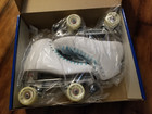 Riedell Model 120 White Leather Roller Skates Sz 9  Roller Bones Wheels bearings