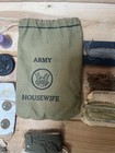 Vintage Us Army Housewife Sewing Kit Wwii Military   Bag Thread Buttons Thimble
