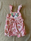 Disney Baby Minnie Mouse Romper 12m Pink Tie Dye Ruffle Bubble Sunsuit One Piece
