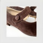 Ann Taylor Brown Suede Mary Jane Block Heel Almond Toe Button Women s Shoes 8 5