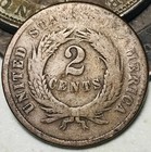 1864 Two Cent Piece 2c Civil War Date Large Motto Us Copper Coin Cc27943