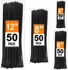 Zip Ties 200 Pack Black Assorted 4 6 8 12 Inch Uv Nylon Cable Wire Wraps Heavy