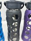 Lifefactory Bottle Lot 3 Glass Water Bottles Used Active Flip Cap Silicon Sleeve
