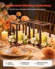 Vevor 10 Set Wooden Lantern With Led Candles And Champagne Flower Wreath Brown