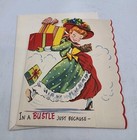 Vintage Unused Gay Greetings Christmas Card Shopper Girl Santa Claus Pop Up New