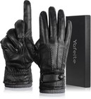 Winter Sheepskin Leather Gloves For Men  Warm Cashmere Lined Black Leather Glove
