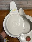 Vintage 1920s Jones Enamelware White Medical Bed Pan Basin W  Lid Ohio