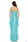 Mac Duggal Aqua Pleated Chiffon Sleeveless V-neck High-low Dress 18w 77007
