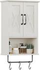 Wall Mounted Bathroom Cabinet With Shelf Towel Bar And Hooks Over Toilet Storage