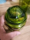 Vintage Le Smith Green Glass 10 Paneled Canister Apothecary Jars W lids  See Pic