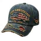Patriotic Denim Baseball Cap 1776-2026 250th Anniversary Embroidery