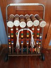 Vintage Forster Croquet Set   Wheeled Stand 6 Player Free Shipping 